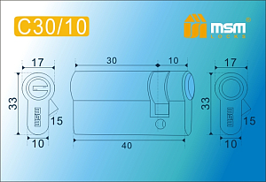 MSM Цилиндр перф. ключ-ключ , C 40 mm (30/10) SN #170764